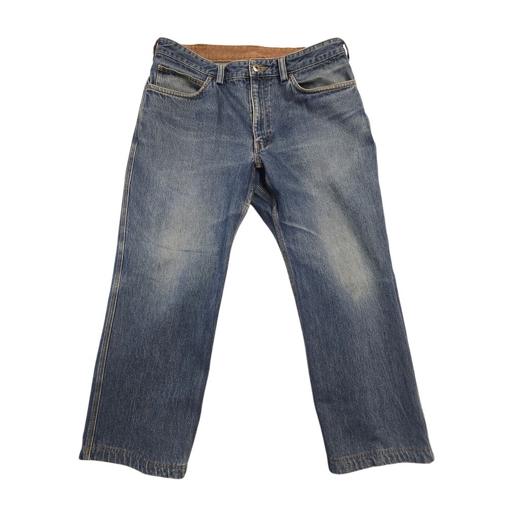 Duluth Trading Co Ballroom Jeans Mens 36x28 Blue Denim Work Pants 100% Cotton